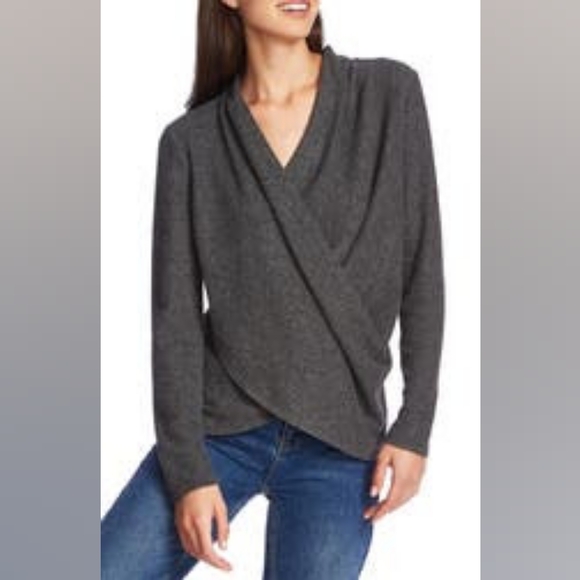 1.State waffle knit drape front top - Picture 4 of 4